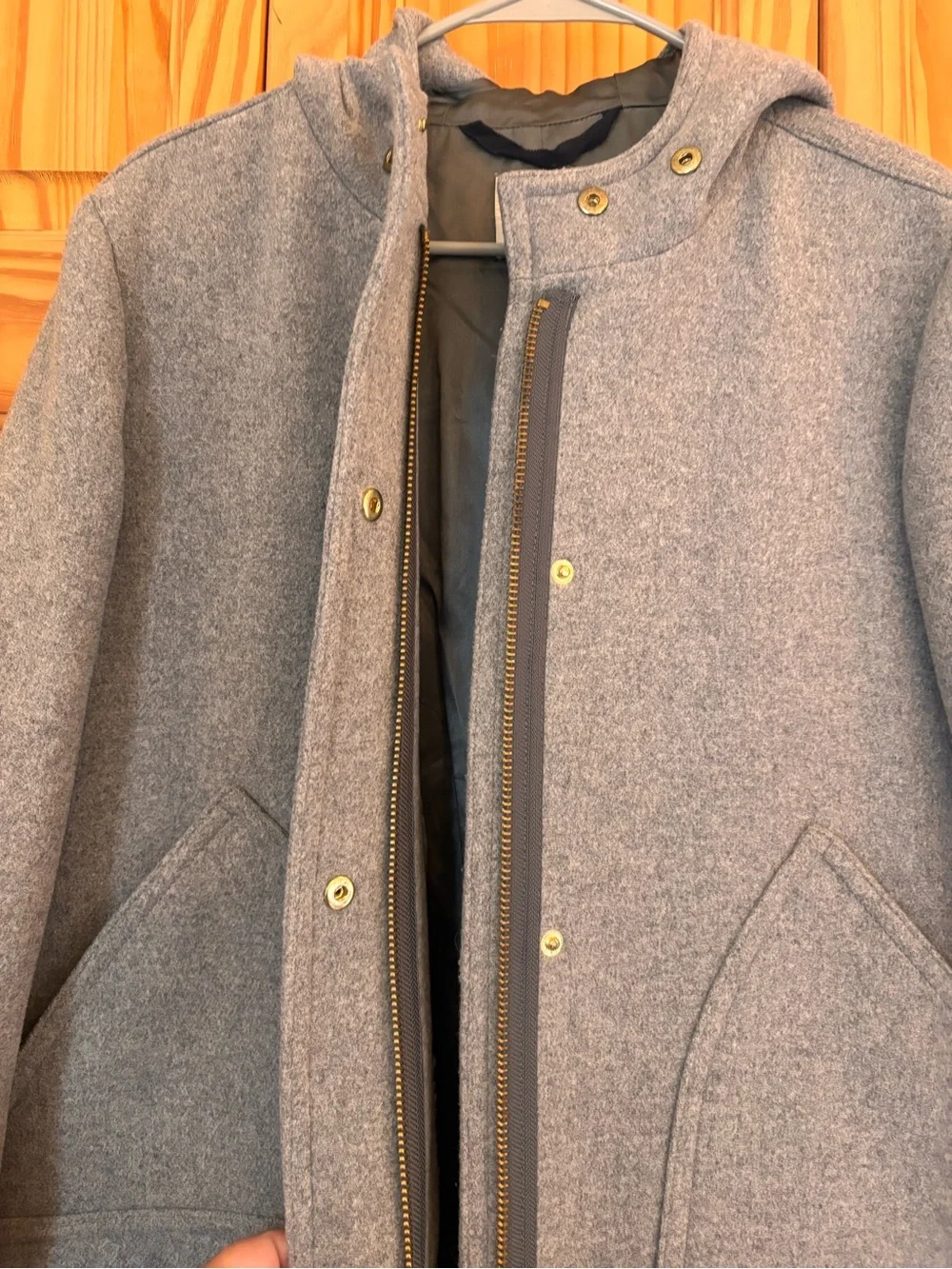 J Crew Gray Wool-Blend Hooded Coat - Picture 7 of 10